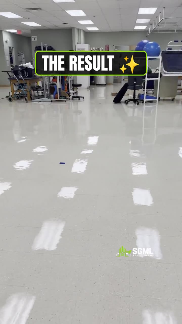Video of SGML Clean Solutions stripping, waxing and burnishing a commercial floor